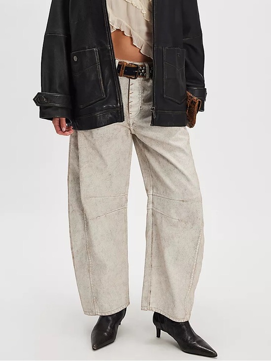 Free People Denim - Free People Good Luck Coated Barrel Jeans NWT